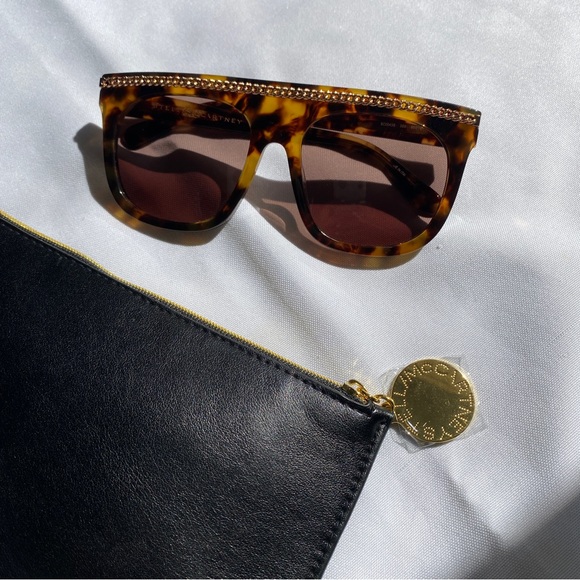 Stella McCartney Statement Chain Tortoise Shell Sunglasses - Picture 3 of 13